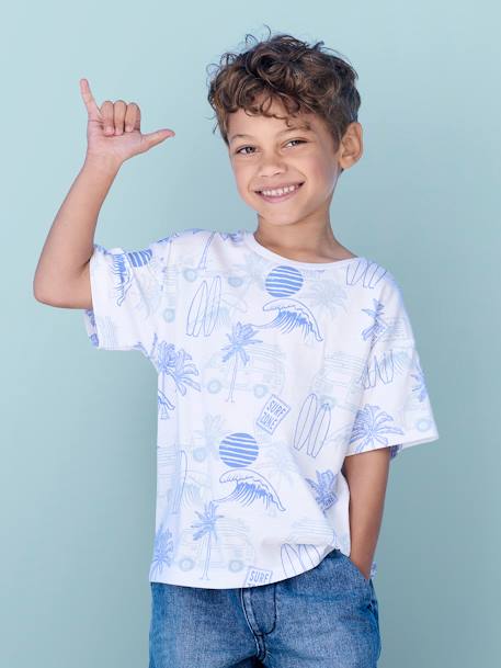 Jungen T-Shirt mit Recycling-Baumwolle - grün bedruckt+schieferblau+weiß bedruckt - 7