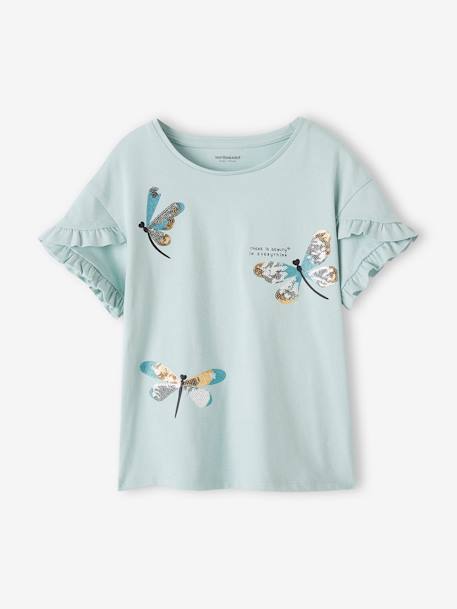 Mädchen T-Shirt mit Paillettenherz - blau gestreift+himmelblau+marine+wollweiß gestreift - 8