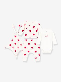 Babymode-Baby-Set: Herz-Outfit für Neugeborene & Stoffhase PETIT BATEAU