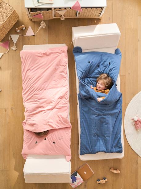 Kinder Schlafsack KATZE mit Recycling-Materialien Oeko-Tex - rosa - 6