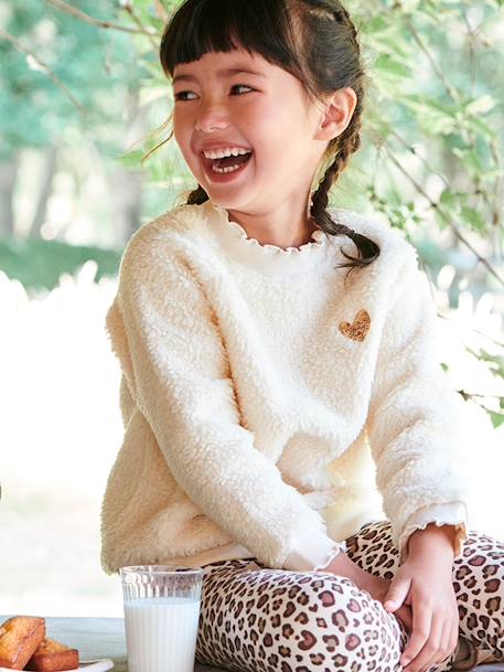 Mädchen Sweatshirt aus Teddyfleece - beige+karamell - 2