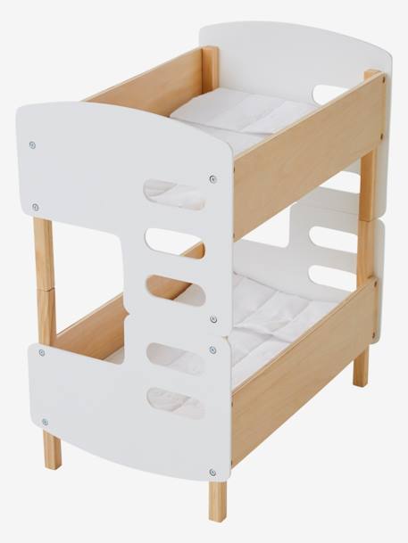 Puppen-Stockbett aus Holz FSC® - weiß/natur - 1