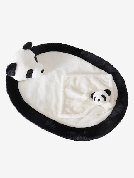 Baby-Geschenkset: Schmusetuch + Babydecke, Panda - weiß/schwarz - 1
