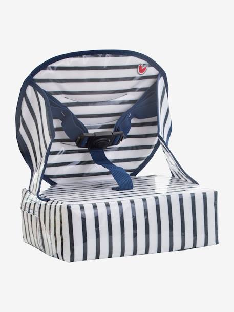 Kinder Stuhl-Sitzerhöhung EASY UP BABYTOLOVE - dunkelblau gestreift+grau/sterne+weiß bedruckt zitronen - 1
