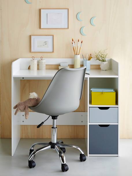 Kinder Schreibtischstuhl, modernes Design, höhenverstellbar - grau+grün+himbeere+marine+rosa+senfgelb+violett+weiß - 4