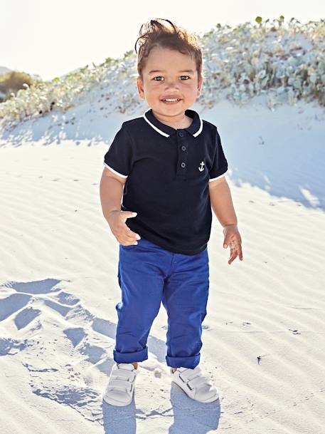 Jungen Baby Poloshirt mit Stickerei, personalisierbar Oeko-Tex - marine - 6