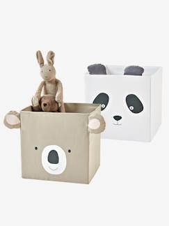 Günstige Mehrstück-Packungen-Kinderzimmer-Aufbewahrung-Regalelemente-Kinderzimmer 2er-Set Aufbewahrungsboxen, Panda + Koala