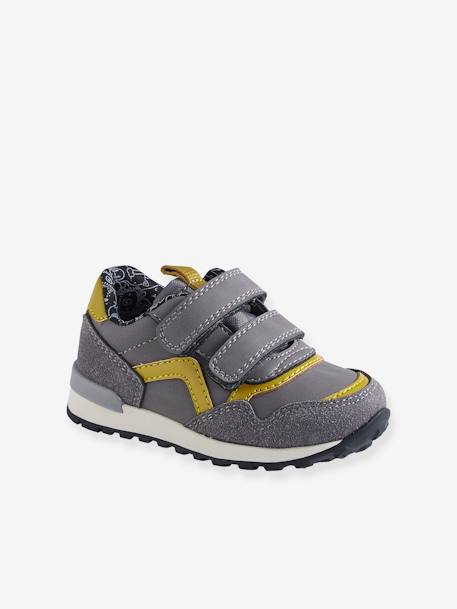 Jungen Baby Sneakers, Klett - grau+marine - 1