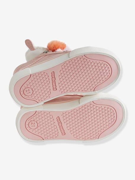 Mädchen High Sneakers für Babys, 3 Pompons - wollweiß/pfirsich - 6