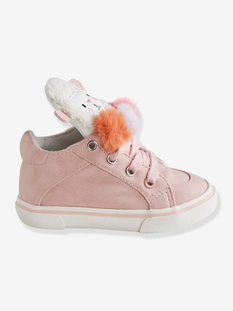 Mädchen High Sneakers für Babys, 3 Pompons - wollweiß/pfirsich - 3