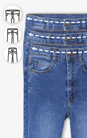 Drei verschiedene Jeans Hüftweiten